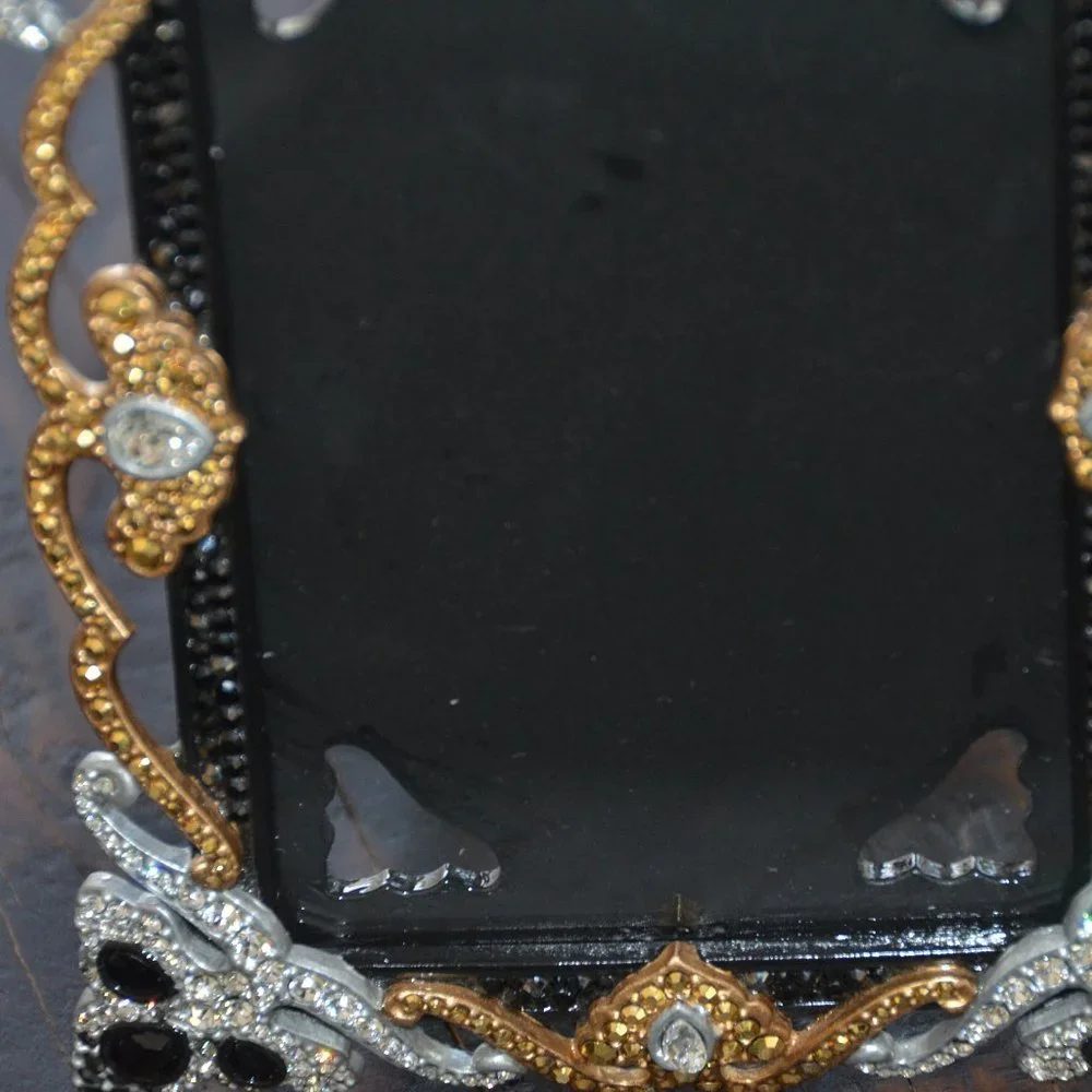 LOVELY RARE JAY STRONGWATER BLACK PAVE TIARA PAISLEY SCROLL CRYSTAL ENAMEL FRAME
